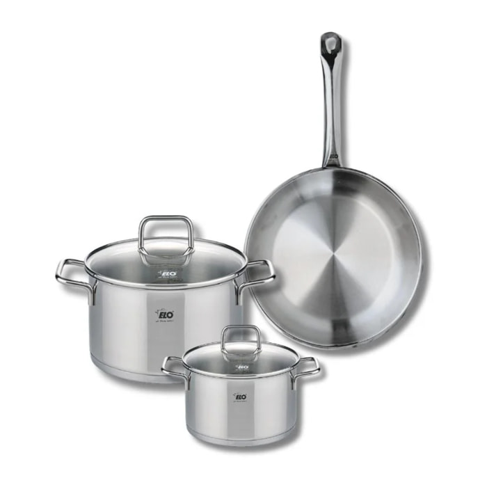 Ensemble de 1 Poêle de cuisson 24 cm et 2 faitouts 14 et 20 cm Elo Profi Citrin