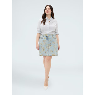 Fiorella Rubino - Minifalda de denim con estampado floral - Light - blue