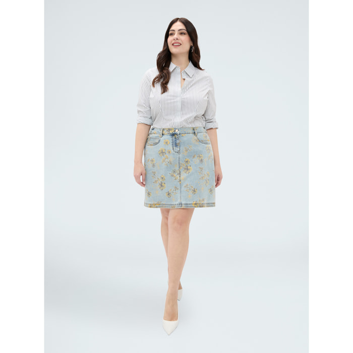 Fiorella Rubino - Minifalda de denim con estampado floral - Light - blue