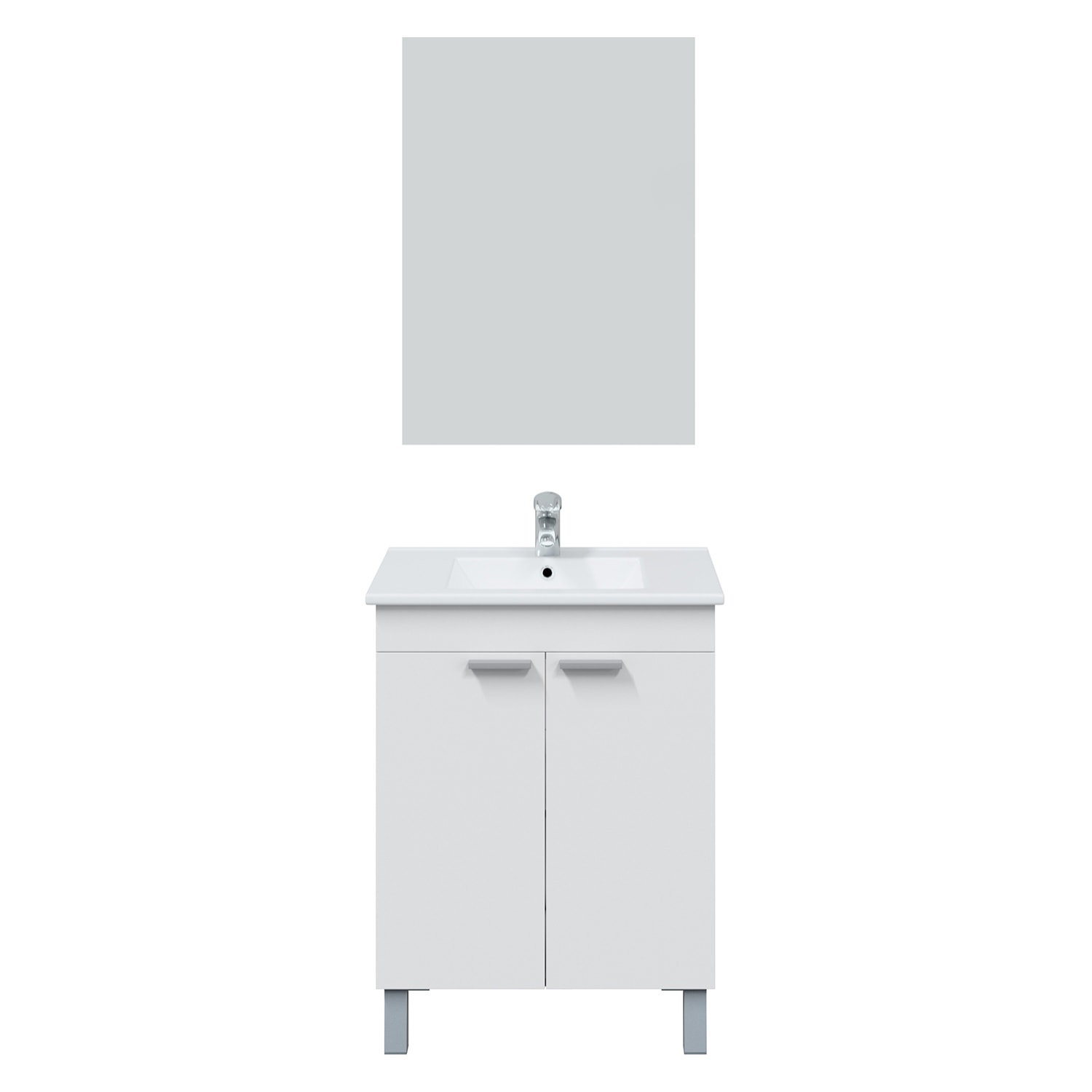 Mueble baño lupe 2p 60cm color blanco brillo con espejo, sin lavabo