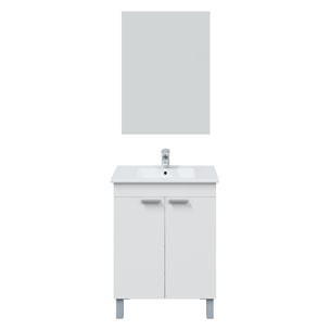 Mueble baño lupe 2p 60cm color blanco brillo con espejo, sin lavabo