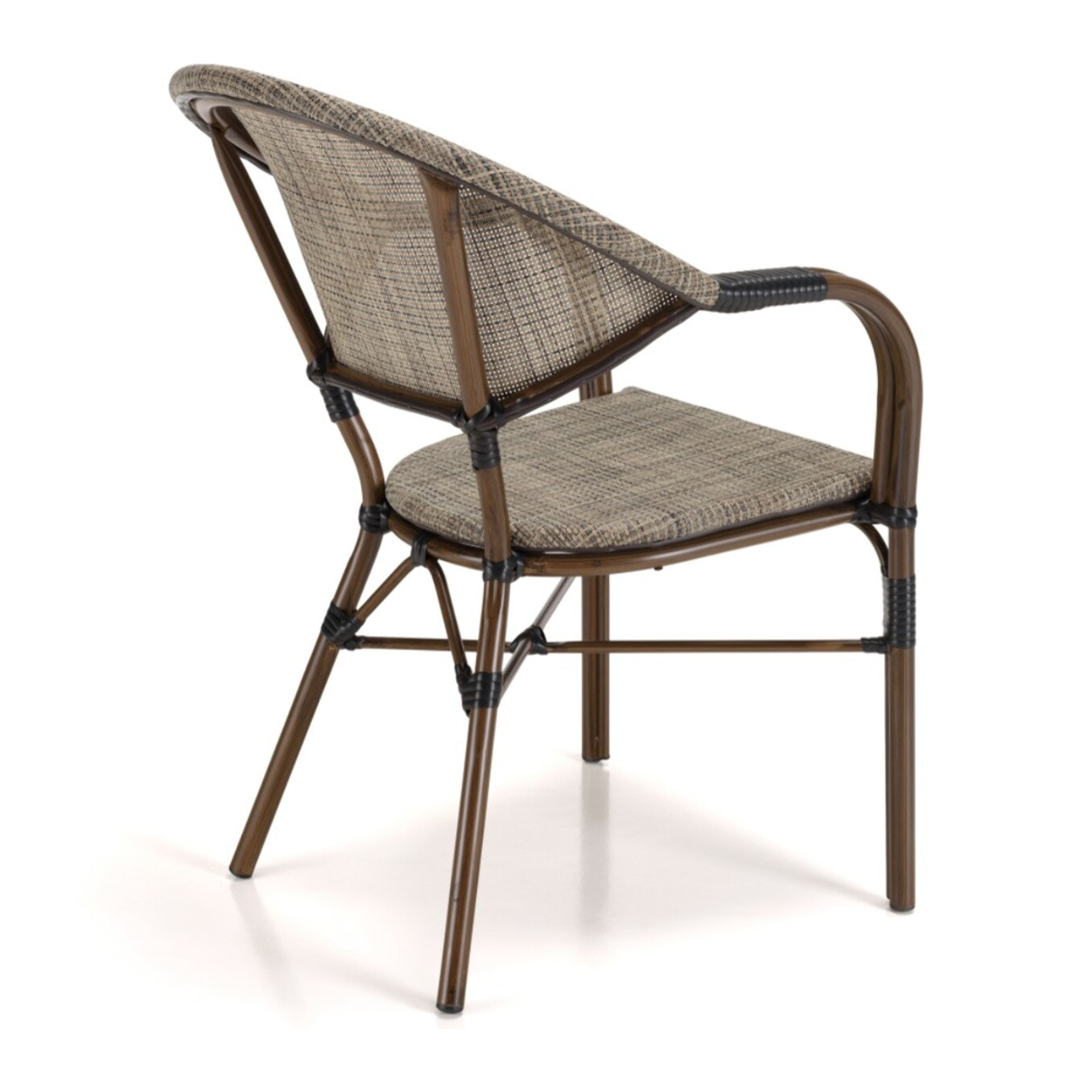 VIANNEY - Lot de 2 chaises de jardin bistrot en acier textilène taupe