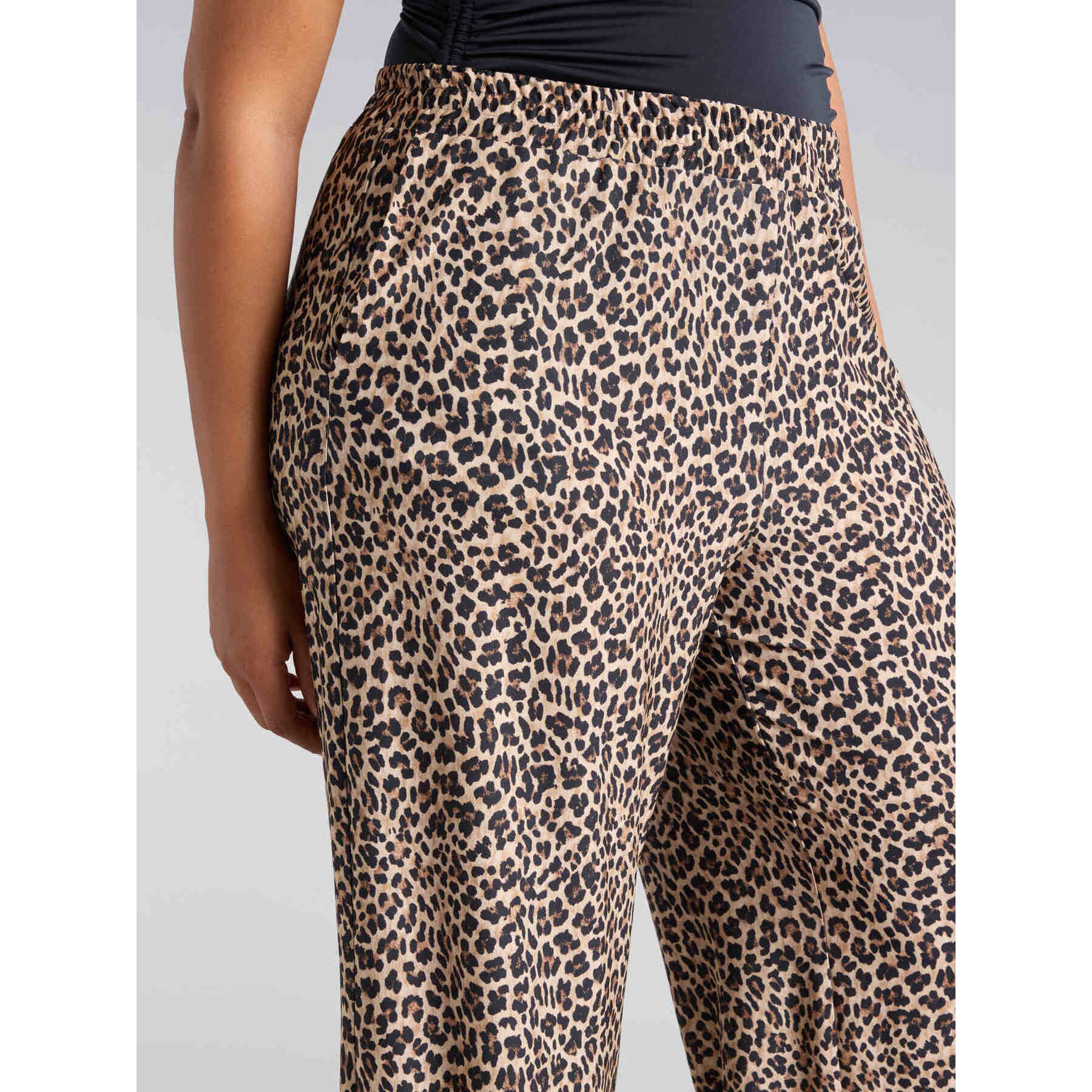 Fiorella Rubino - Pantaloni cropped stampa macula - Marrone