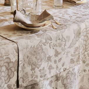 Chemin de table lin & coton anti tache motif jacquard Mille giverny naturel