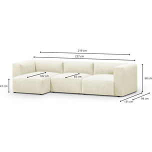 Canapé d'angle à gauche modulable 4 places en tissu - MODULO NEW