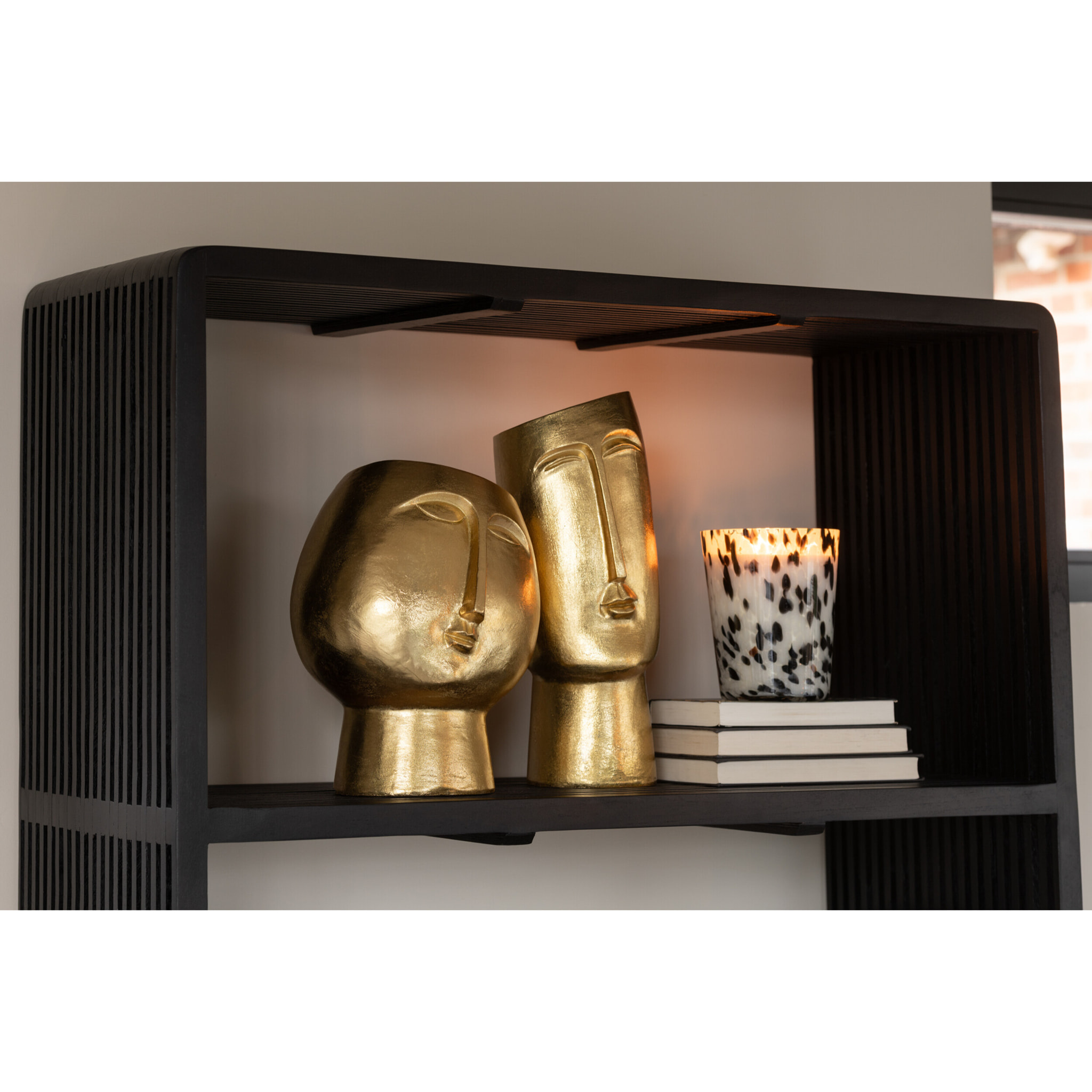 J-Line bougie parfumée Noa - Stone & Rock - noir/blanc - medium - 68H