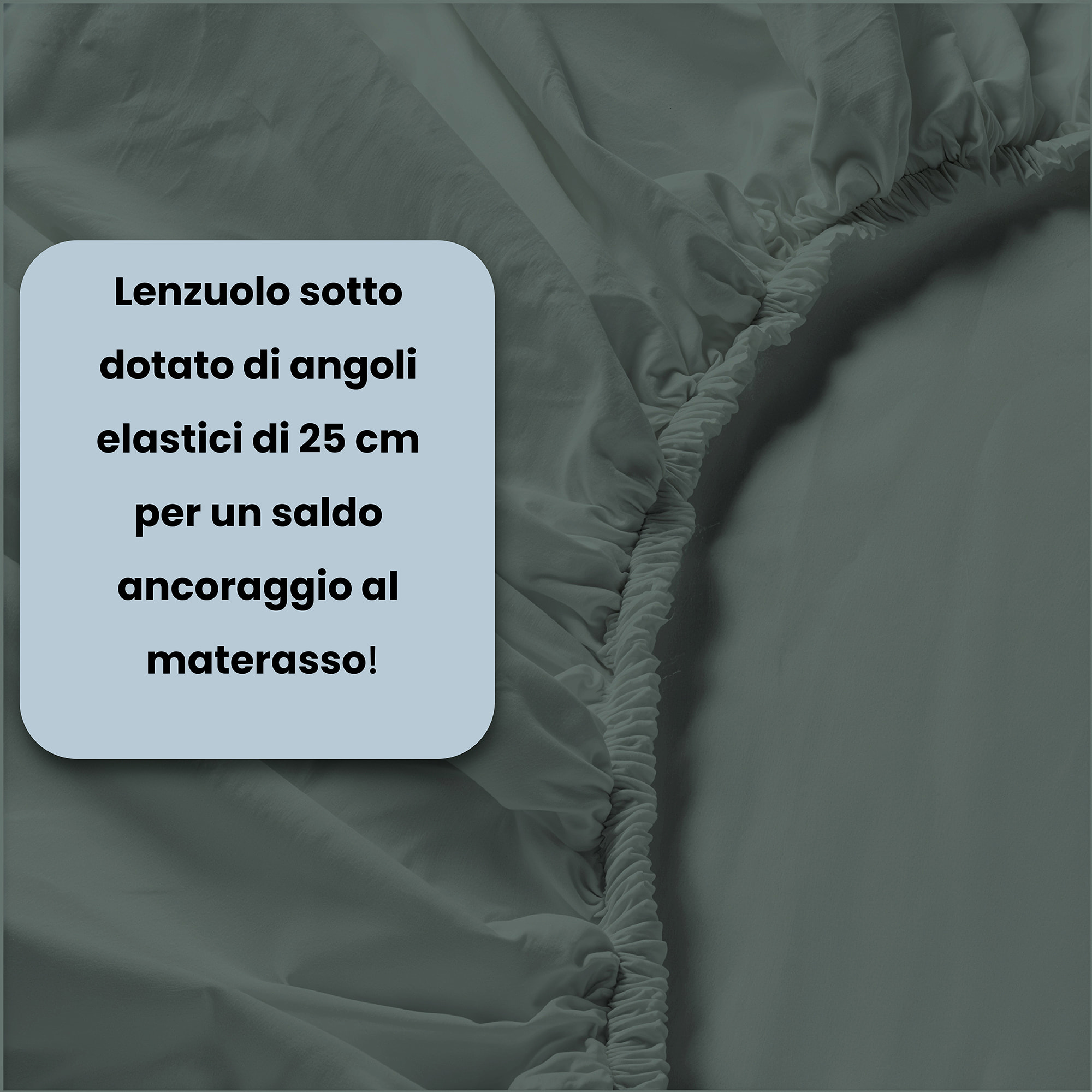 LENZUOLO SOTTO WATERWASHED, con angoli, 100% Microfibra, No Stiro - SALVIA