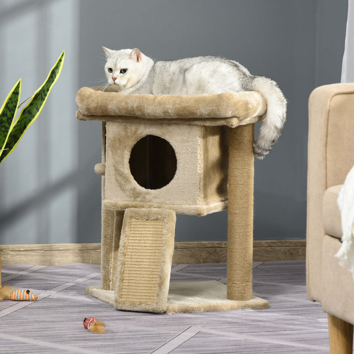 Árbol Rascador para Gatos Pequeños de 57 cm Torre para Gatos con Poste de Yute Rampa para Rascar Cama y Bola Colgante 40x40x57 cm Arena