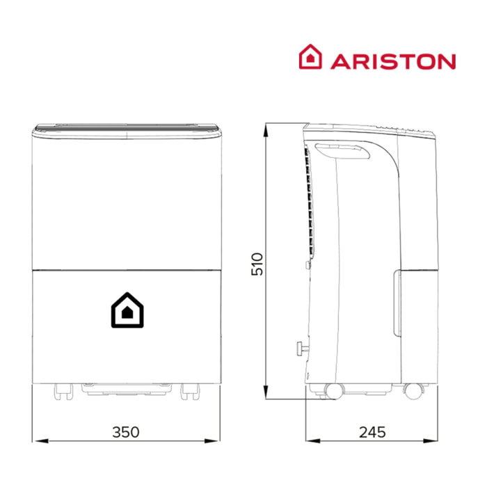 Deumidificatore Portatile Silenzioso Deos 16S Net WiFi ARISTON 16Lgg 30mq Bianco