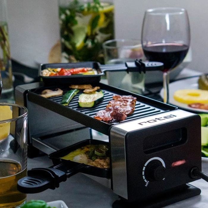 Set de 2 poêlons à raclette 18,5/18,5 cm en PTFE avec 2 ustensiles Rotel Swiss Tradition