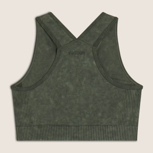 Top sportivo seamless ice wash con spalline incrociate