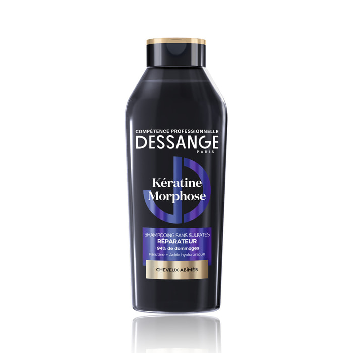 Lot de 12 - Dessange Shampoing Kératine Morphose Sans Sulfates Réparateur Cheveux Abîmés 280ml
