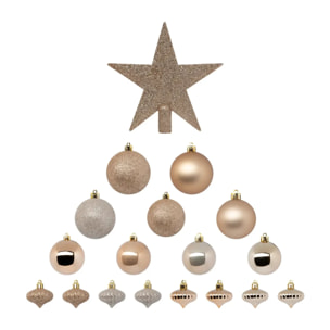 Kit de 18 Boules de Noël beige