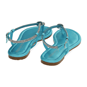 Sandalias planas de raso azul claro