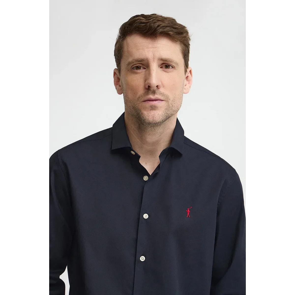 Camicia blu marino slim fit con logo Rigby Go