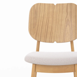 Lot de 2 chaises en bois clair et tissu beige - Clyde