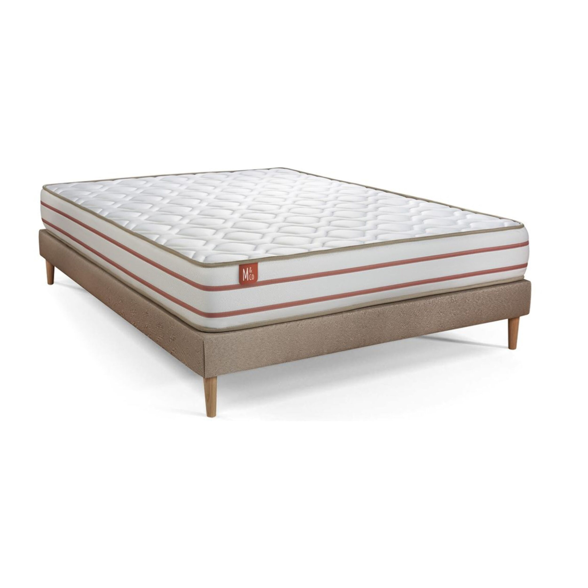 Ensemble Matelas Le Doux - 24cm - Mémoire de forme - Zéro transfert de mouvement - Sommier kit Beige