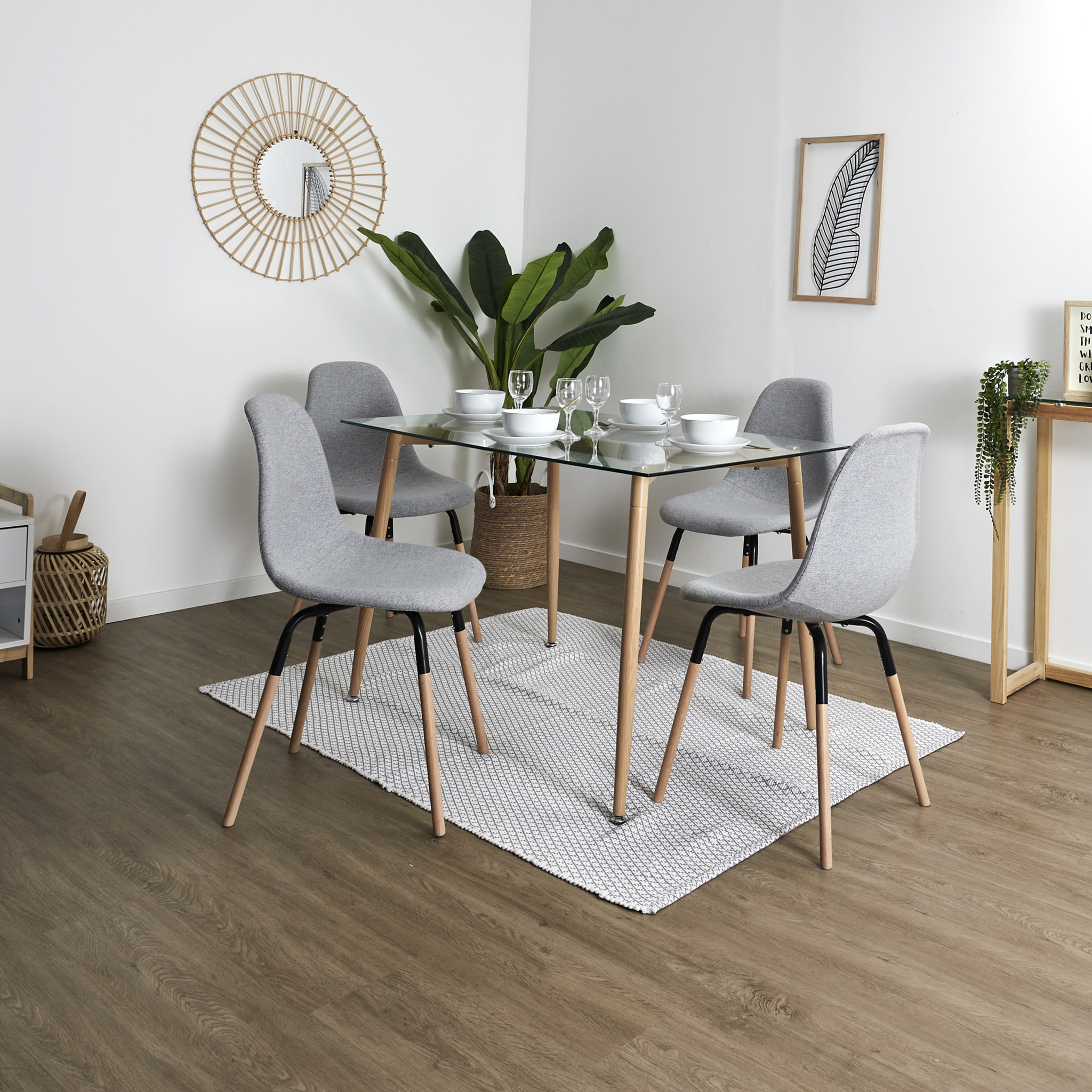 Chaise Scandinave Tissu Gris Clair Phenix
