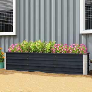 Carré potager de jardin dim. 183 x 47 x 40 cm tôle d'acier ondulée anthracite