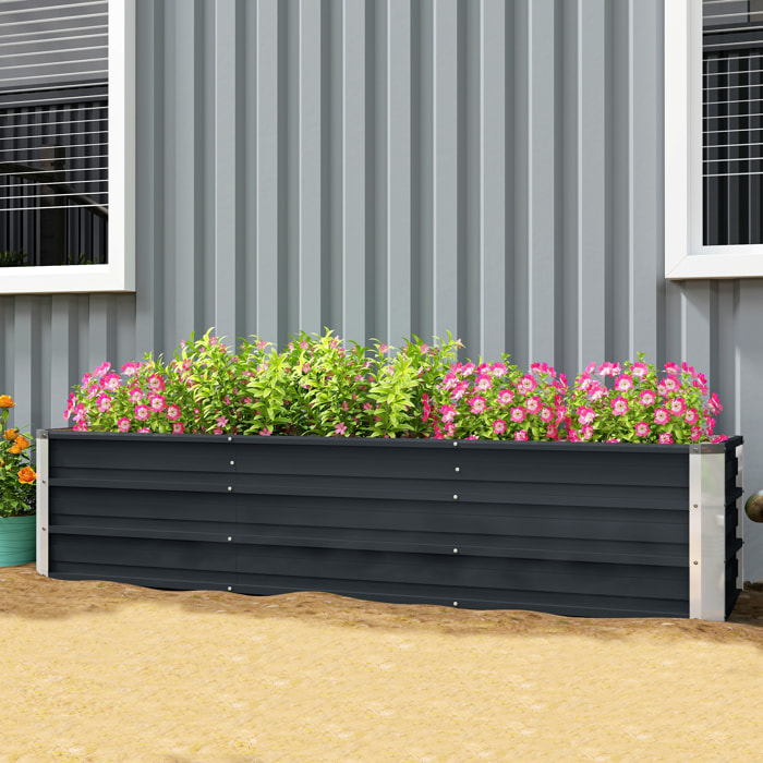 Carré potager de jardin dim. 183 x 47 x 40 cm tôle d'acier ondulée anthracite