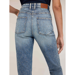 Motivi - Jeans regular mum fit con strass - Azzurro