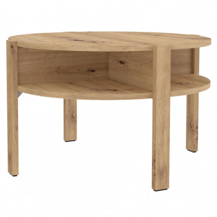 Table basse ronde en bois avec niches - 5 coloris - BAGO