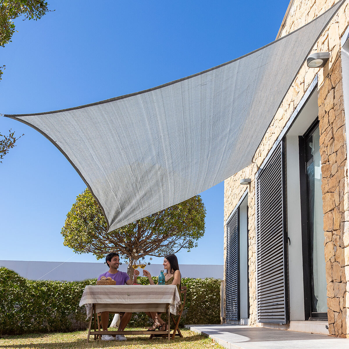 Toldo Vela de Sombra Rectangular Reshad InnovaGoods 3 x 4 m - Gris