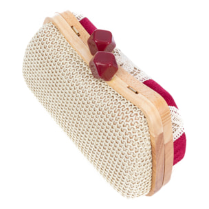 Bonamico Bolso bandolera Mujer. Fabricado en madera natural, algodón y paja trenzada.