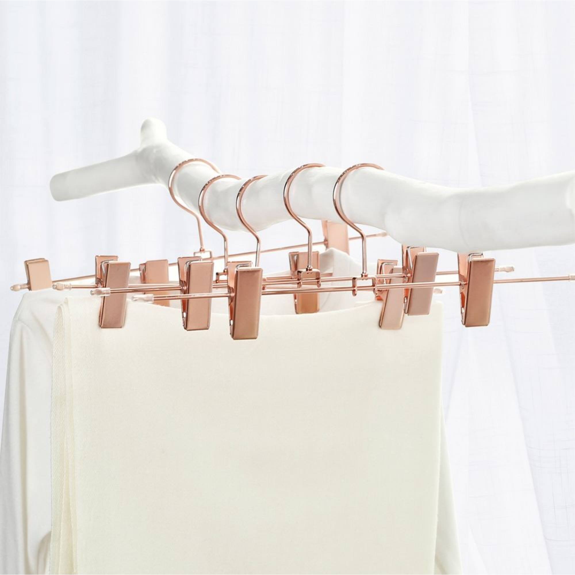 Set de perchas de metal con clips antideslizantes - Ganchos giratorios y resistentes