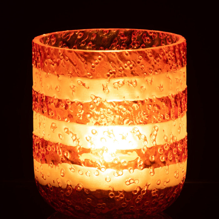 J-Line photophore Lignes - verre - orange/blanc - small - 2 pièces