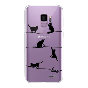 Coque Samsung Galaxy S9 360 intégrale transparente Chat Lignes Tendance Evetane.