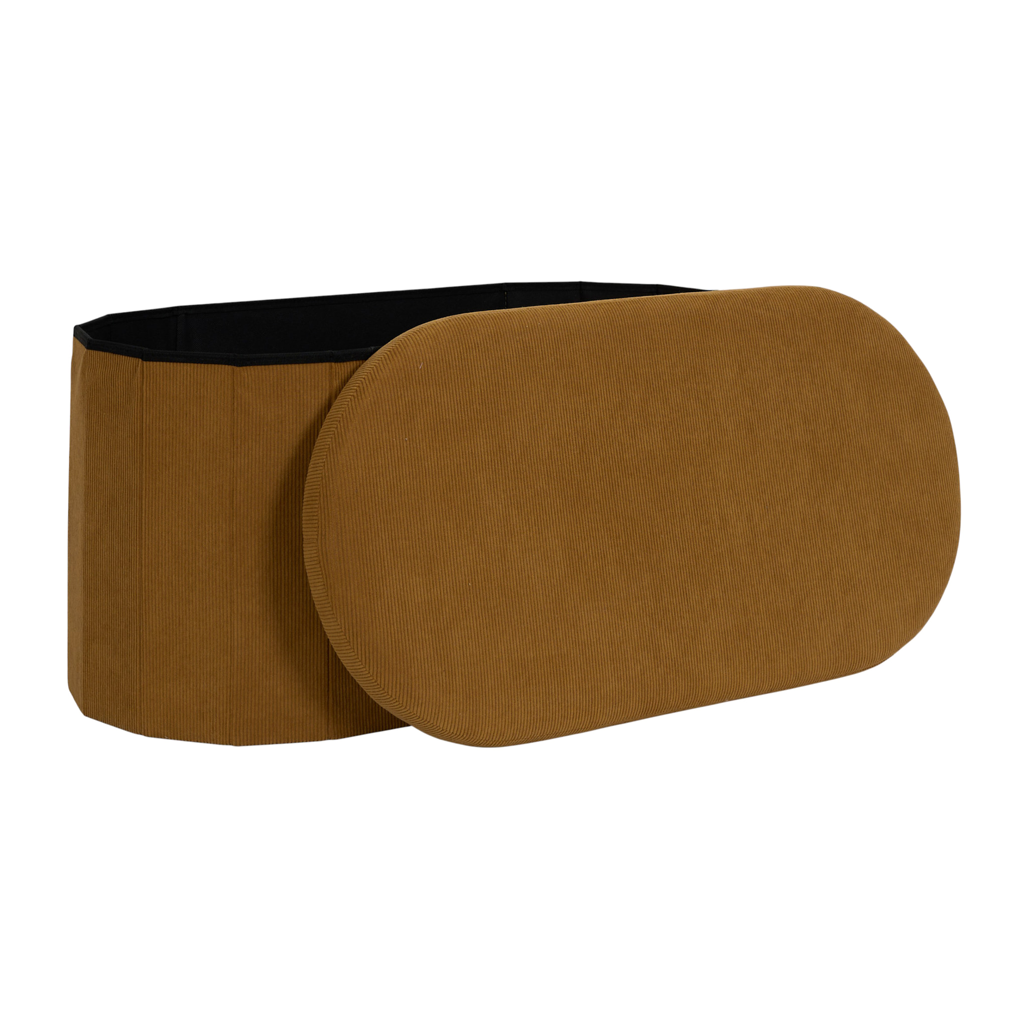 Coffre Banc Pliable - HOME DECO FACTORY - Jules - Tissu Côtelé - Jaune