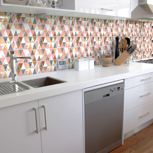 Stickers muraux - Sticker Mural Carrelage adhésif Cuisine Salle de Bain - 60 STICKERS CARRELAGES EFFET MABRÉ GÉOMÉTRIQUE CHIC