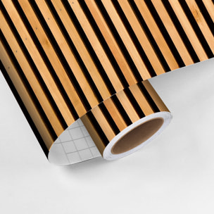 Rouleau revêtement adhésif vinyle au mètre - Sticker mural tête de lit - LATTES DE BOIS CONTEMPORAINES