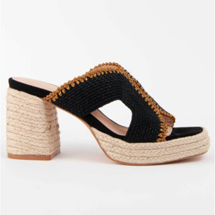 Sandalia De Tacón - Negro - Altura: 10 Cm