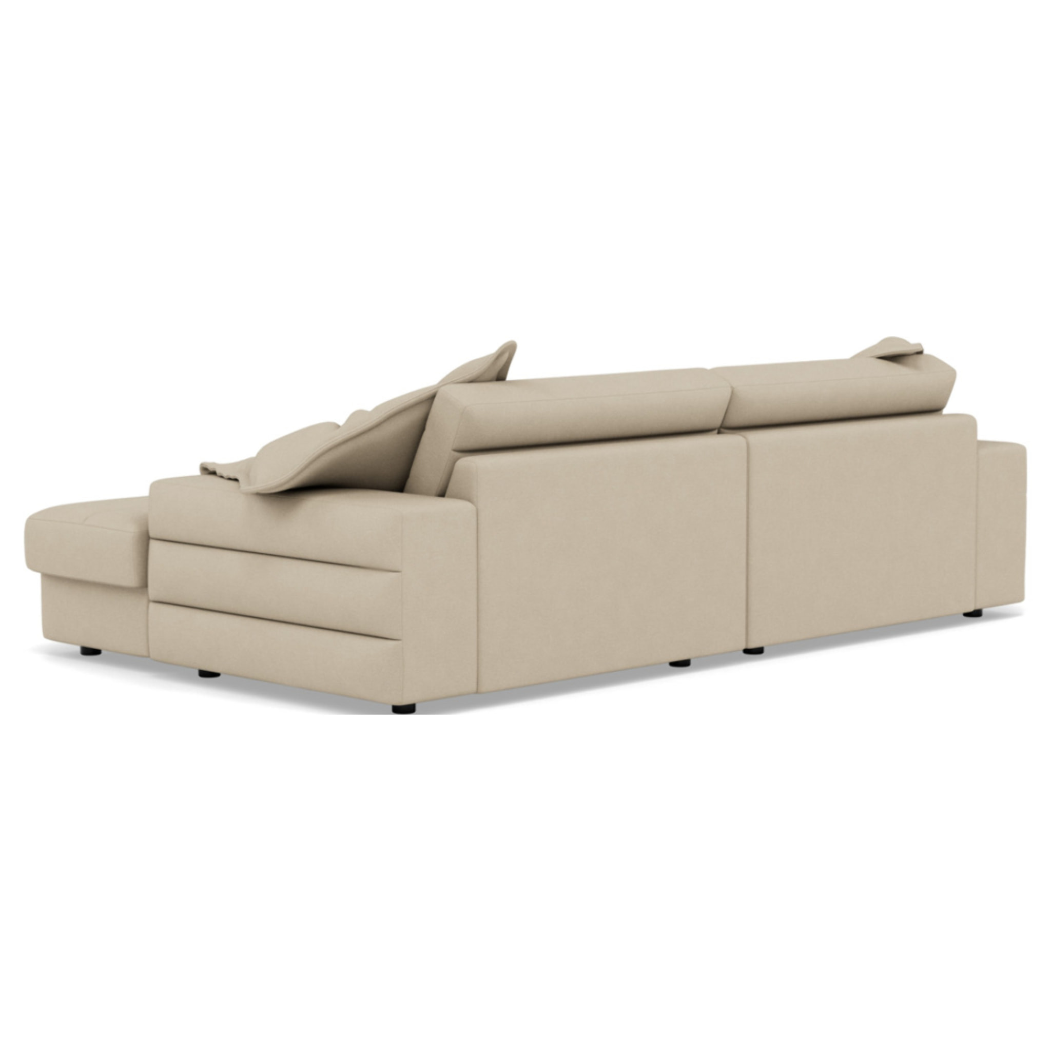 Giulia - canapé droit 4 places double méridienne - assise profonde - en tissu texturé - Beige