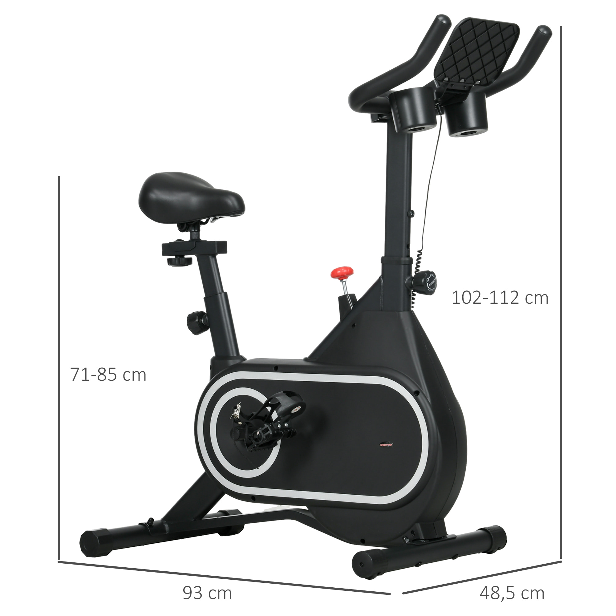 Bicicleta Estática Bici Estática con Volante de Inercia 4 kg Resistencia Magnética Ajustable Pantalla LCD Silencioso Asiento Ajustable y Soporte de Vasos Carga 120 kg para Casa Gimnasio Negro