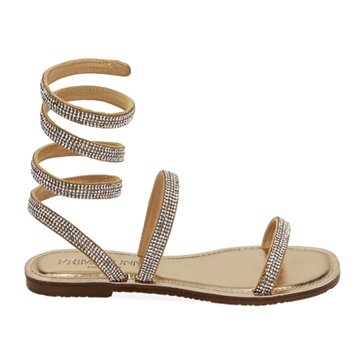 Sandalias doradas con pedrería