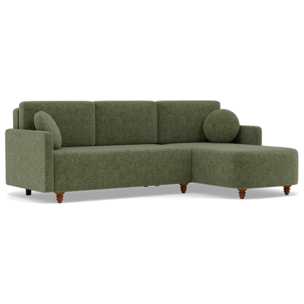 Calypso - canapé d'angle réversible 4 places convertible avec coffre en tissu - Vert