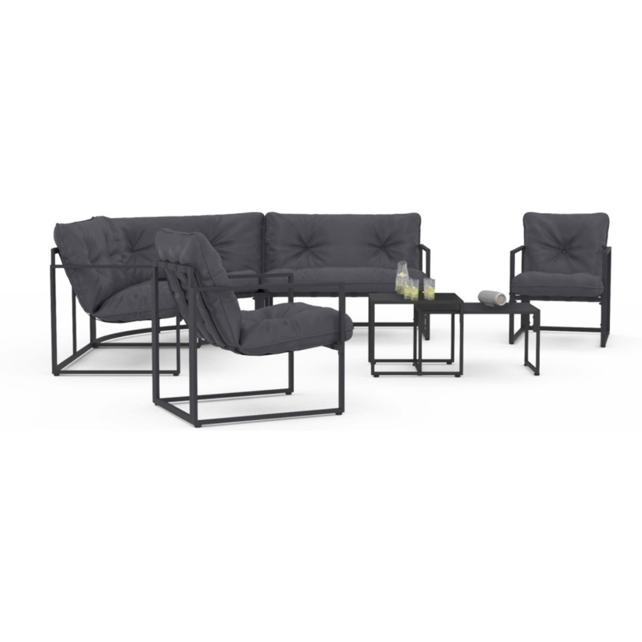 Salon de jardin d'angle Tropéa 8 places avec coussins gris