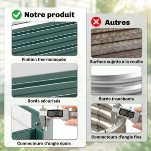 Carré potager de jardin dim. 241L x 90l x 30H cm tôle d'acier ondulée vert foncé
