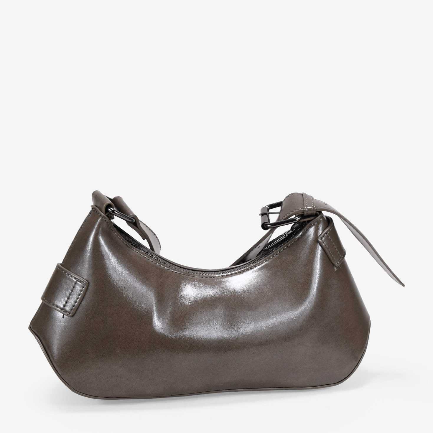 Bolso de hombro visón con cinturones