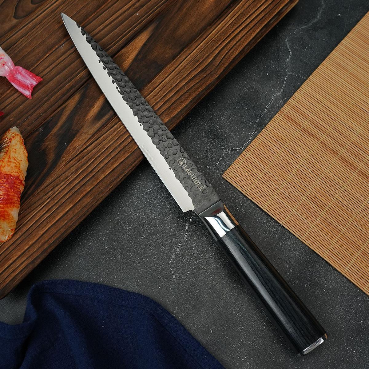 Couteau à trancher noir 34cm avec étui - "Sen"