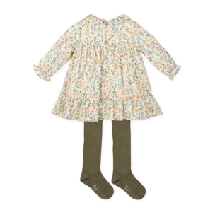 VESTIDO CON LEOTARDOS MOSTAZA - Mostaza