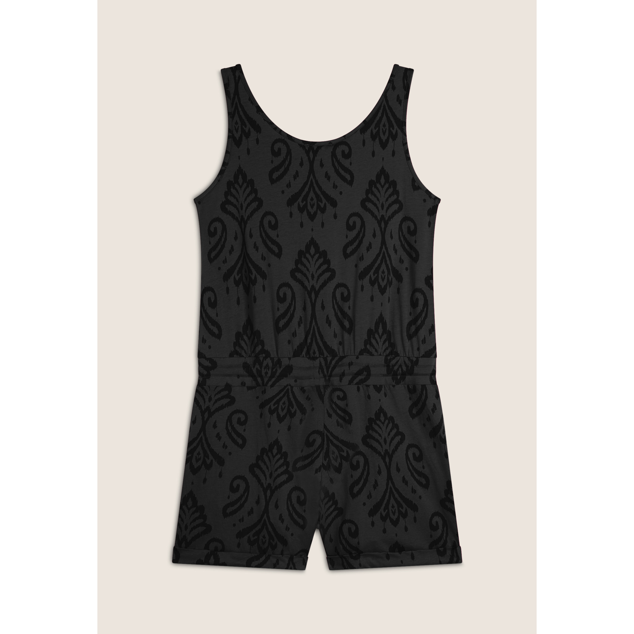 Tuta corta floreale in jersey con top a canotta