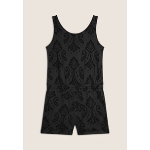 Tuta corta floreale in jersey con top a canotta