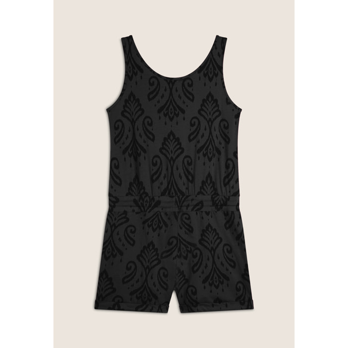 Tuta corta floreale in jersey con top a canotta