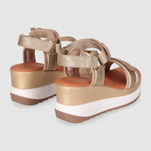 Sandalias de Tejido - Oro - Tacón: 7 cm