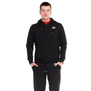 Felpa da uomo con cappuccio e zip non felpata Leone Basic