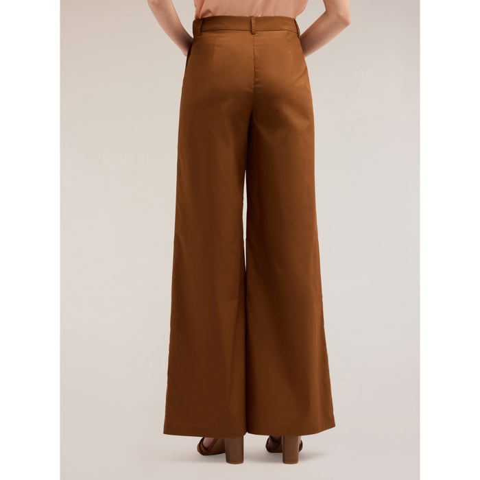 Motivi - Pantalones palazzo de algodón - Marrón